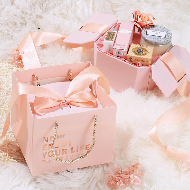 Peachy special design cardboard packaging gift box bag set